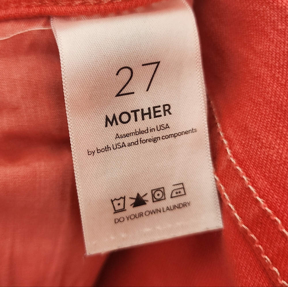 MOTHER The Swooner Rascal Ankle Fray Jeans In Come Out And Play Coral Sz 27 - Picture 6 of 6